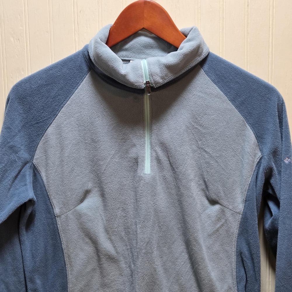 Columbia Pullover Womens Large Blue Fleece 1/4 Zip Mock Neck Outdoor Hiking Top